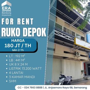 Disewakan Ruko 4 lt di Jl. Depok Semarang