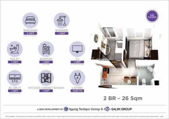 Dijual Cepat Apartemen Osaka Pik2 2br 26m2 Semi Furnish 330jt