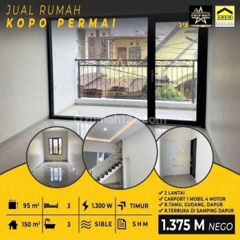 1,375 M Dijual Rumah Baru 2 Lantai di Kopo Permai Kamar Tidur 3 Kamkar Mandi 3
