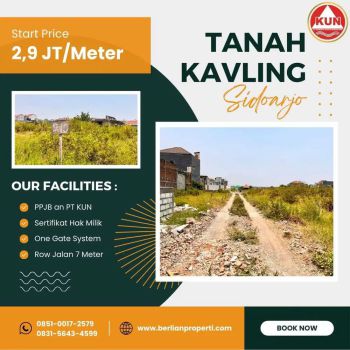 tanah kavling murah siap bangun berada di gedangan sidoarjo