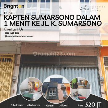 Ruko Jl. Kapten Sumarsono Dalam, 1 Menit Ke Jl. Kapten Sumarsono