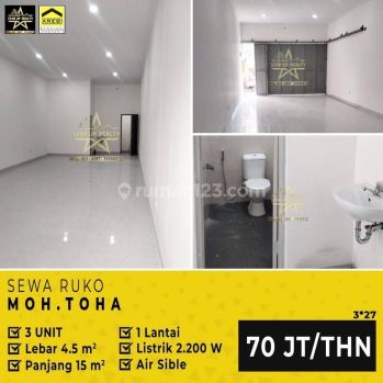 70 Jt Disewakan Ruko Baru 3 Unit Moh Toha Siap Pakai