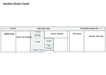 Jual Tanah area Premium Luas 21are Lokasi jl Raya Tuban Kuta Strstegis