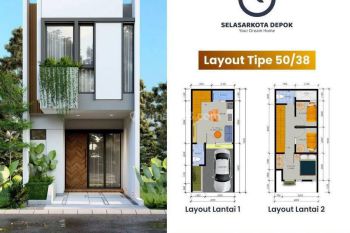 Rumah 2 Lantai Dekat Stasiun Depok SHM Kpr Syariah Tanpa Dp