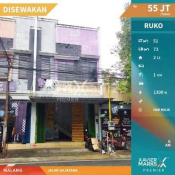 Ruko Dua Lantai di Jalan Gajayana Lokasi Strategis Dekat Kampus Malang